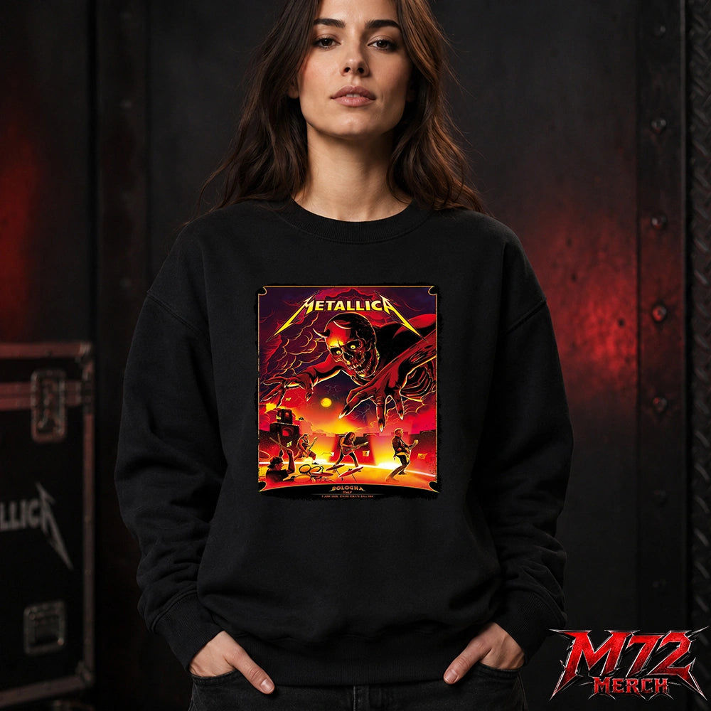 Metallica M72 World Tour June 3 2026 At Stadio Renato Dall’Ara Bologna Italy Demon Stage Artwork By Nino Cammarata Sweatshirt